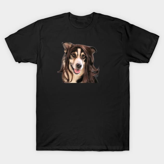 Dog With  Wig T-Shirt by TheMegaStore